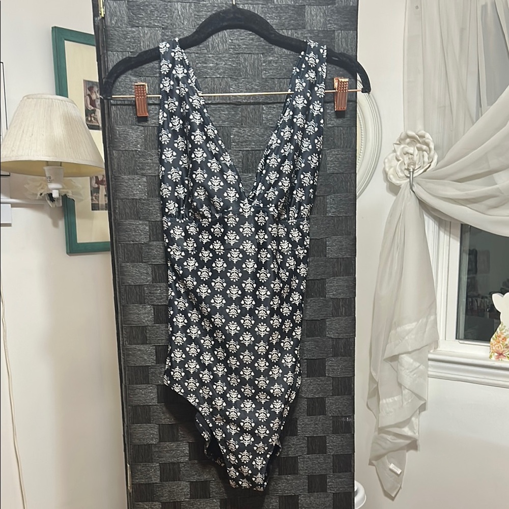 Floral Black and White One-Piece Swimsuit